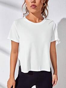 SHEIN Sport Studio Débardeur sport casual à ourlet asymétrique pour femmes, polyvalent et confortable pour la gym, débardeur d'entraînement