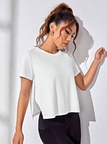 SHEIN Sport Studio Débardeur sport casual à ourlet asymétrique pour femmes, polyvalent et confortable pour la gym, débardeur d'entraînement