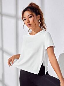 SHEIN Sport Studio Débardeur sport casual à ourlet asymétrique pour femmes, polyvalent et confortable pour la gym, débardeur d'entraînement