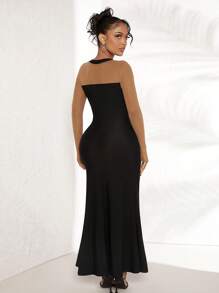 SHEIN SXY Vestido de malla en contraste panel bajo sirena