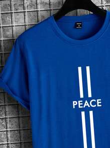 Manfinity Homme Men Letter Graphic Tee - Blue - View 5