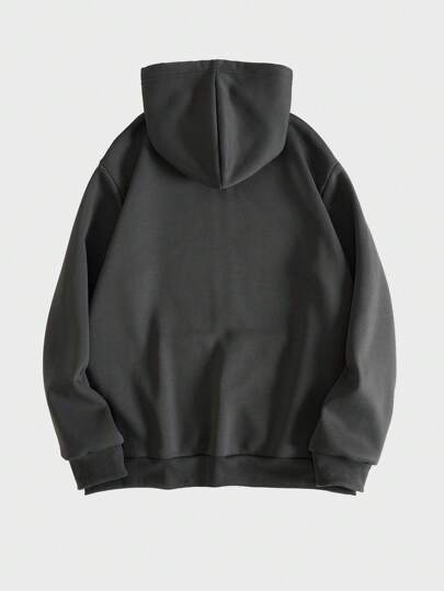Goth Hombres Capucha con slogan & estampado de cráneo con cremallera con forro térmico