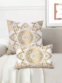 Áo Gối Chần Gòn Họa Tiết Hoa Sọc Mỏng Màu Vàng In Hình - Nhiều màu - Xem 2