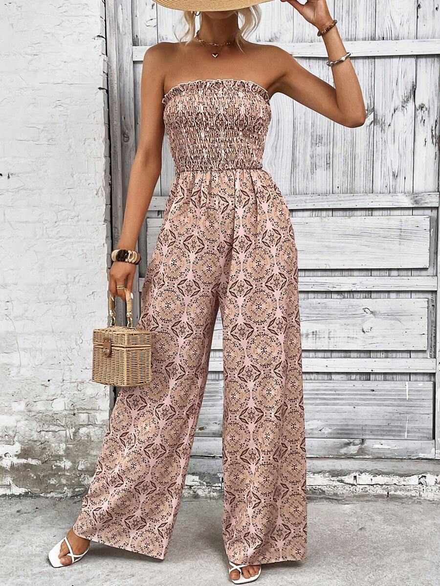 SHEIN VCAY Mono tubo con estampado ribete fruncido - Multicolor - Ver 1