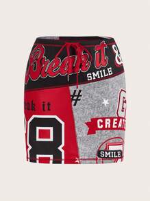 SHEIN ICON Váy Plus Size Dây kéo Lá thư Giải trí - Nhiều màu - Xem 1