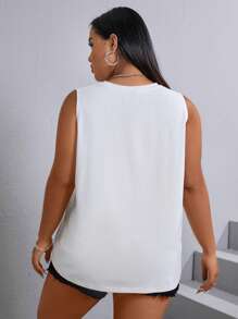 SHEIN EZwear Top de tirantes con gráfico de mariposa y eslogan "TÚNEL DE SUEÑO, CADA DÍA ESTÁ DE BUEN HUMOR" para tallas grandes, para verano - Blanco - Ver 2