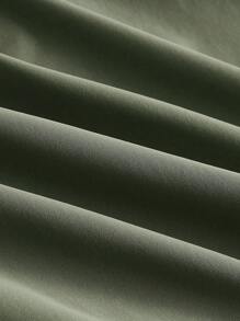 SHEIN EZwear Solid Color Flap Pocket Drawstring Waist Cargo Skirt