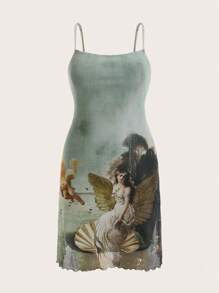 SHEIN EZwear Đầm Plus Size Xù nhỏ Con số Thực vật Giải trí - Nhiều màu - Xem 1