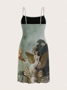 SHEIN EZwear Đầm Plus Size Xù nhỏ Con số Thực vật Giải trí - Nhiều màu - Xem 2