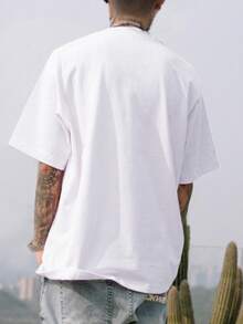 男士字母圖案T恤 - 白色 - 查看 2