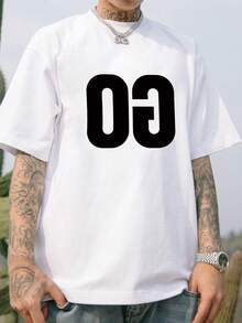 男士字母圖案T恤 - 白色 - 查看 3