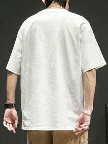 Men Letter Graphic Drop Shoulder Tee - White - View 4