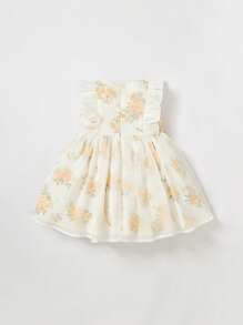 Cozy Pixies Baby Floral Print Ruffle Trim Dress - Multicolor - View 2