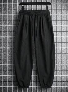 Manfinity EZcore Men Solid Drop Crotch Trousers - Black - View 3