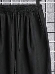 Manfinity EZcore Men Solid Drop Crotch Trousers - Black - View 5