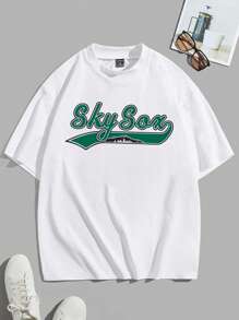 Nam Đồ họa Chữ cái Áo thun - trắng - Xem 3