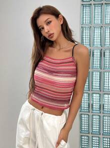 DAZY In sọc Cami ngọn - Hồng - Xem 3