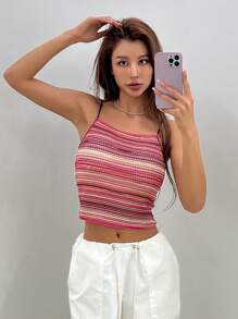 DAZY In sọc Cami ngọn - Hồng - Xem 12