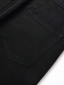 Men's Distressed Faded Slim Fit Jeans - Black - View 4