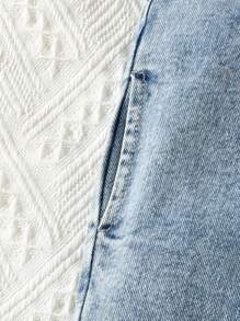 Young Girl Floral Print Denim Overall - Light Wash - View 4