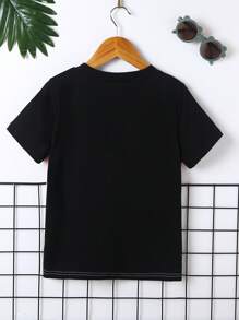 Chico joven Camiseta de color combinado con diseño de parche de letra - Multicolor - Ver 2