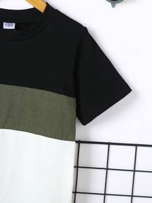 Chico joven Camiseta de color combinado con diseño de parche de letra - Multicolor - Ver 3