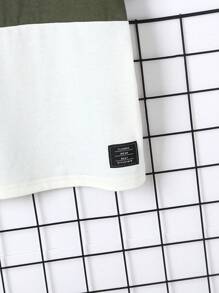 Chico joven Camiseta de color combinado con diseño de parche de letra - Multicolor - Ver 5