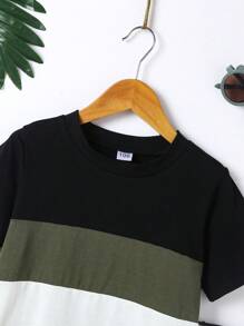 Chico joven Camiseta de color combinado con diseño de parche de letra - Multicolor - Ver 6