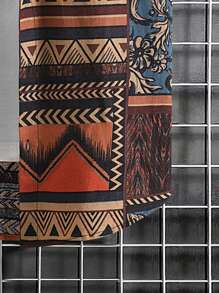 Manfinity Homme 男士幾何印花襯衫不帶T恤 - 彩色 - 查看 5