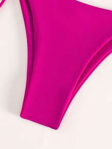 夏季系带侧边比基尼泳裤 - 玫紅色 - 查看 4