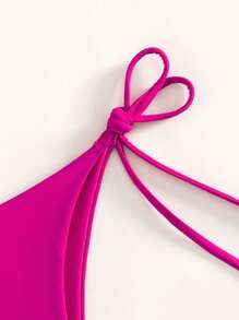 夏季系带侧边比基尼泳裤 - 玫紅色 - 查看 5