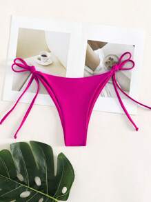 夏季系带侧边比基尼泳裤 - 玫紅色 - 查看 6