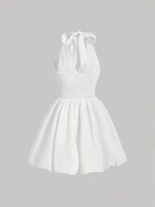 SHEIN X Tarsha Whitmore SHEIN MOD Solid Halter Neck Backless Dress