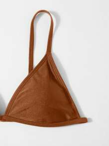 SHEIN Swim Summer Beach Triangle Bra & Thong Bikini Set Bathing Suit - Brown - View 4
