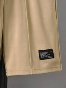 男孩圖案短袖T恤和短褲套裝 - 棕色 - 查看 3