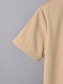 男孩圖案短袖T恤和短褲套裝 - 棕色 - 查看 5