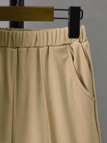 男孩圖案短袖T恤和短褲套裝 - 棕色 - 查看 6