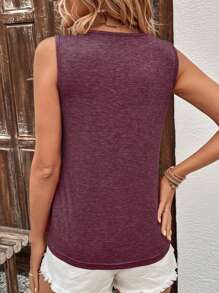 SHEIN LUNE 交叉背心上衣 - 紫紅色 - 查看 2
