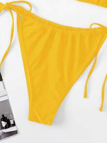 Swim Mod Summer Beach Plus Size Halter Triangle Tie Side Bikini Set