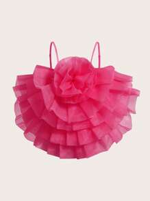 SHEIN MOD 3D Rosette Applique Cami Top - Hot Pink - View 1