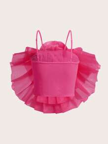 SHEIN MOD 3D Rosette Applique Cami Top - Hot Pink - View 2