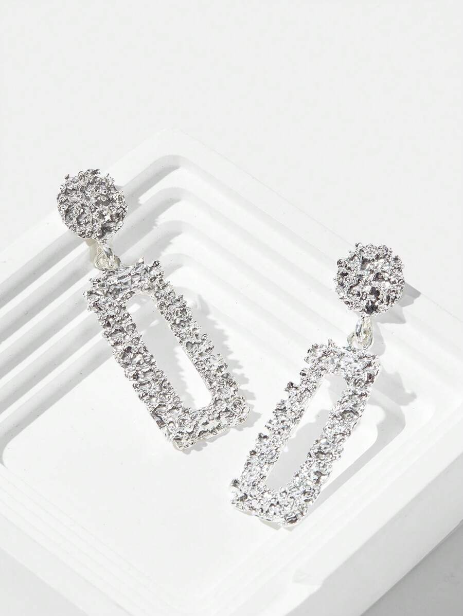 BizChic 方形吊坠耳环 - 銀色 - 查看 1