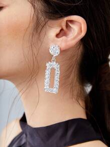 BizChic 方形吊坠耳环 - 銀色 - 查看 4