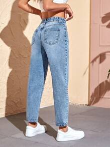 SHEIN PETITE 素色牛仔褲 - 淺色水洗藍 - 查看 2