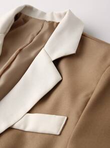 Manfinity Mode 男士拼接面單釦西裝外套&西裝褲 - 杏色 - 查看 5