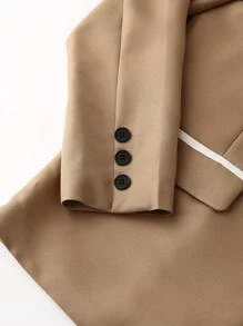 Manfinity Mode 男士拼接面單釦西裝外套&西裝褲 - 杏色 - 查看 8