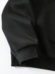 SHEIN EZwear Đồ họa Chữ cái Lót nhiệt Áo nỉ - màu đen - Xem 3