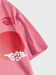 ROMWE MEN Anime Áo thun nam Hoạt hình Giải trí - Hồng - Xem 4