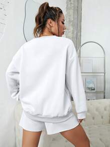 INAWLY Hình ảnh lá cờ và chữ cái của Mỹ Thả vai Áo thể thao và quần đùi - trắng - Xem 2