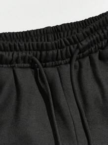 Manfinity Homme 鬆身男款撲克牌印花束口運動褲 - 黑色 - 查看 5